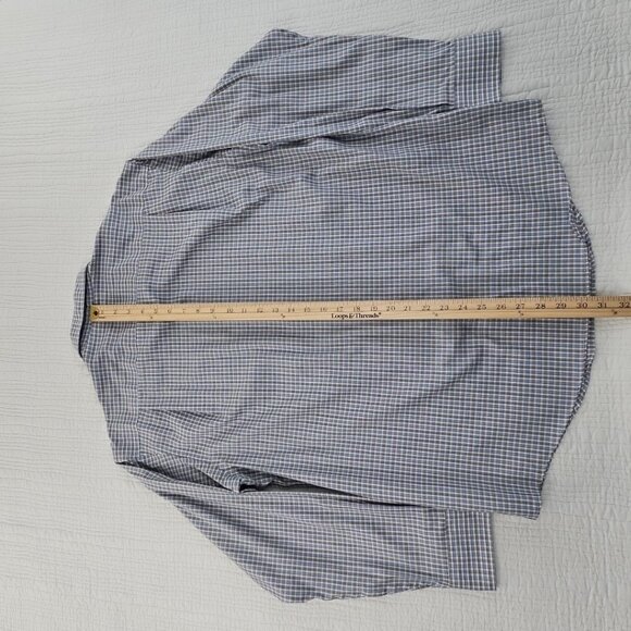 Jos A Bank Reserve Shirt Men's L Grey Blue Check EUC Egyptian Cotton Traditional - Picture 12 of 15